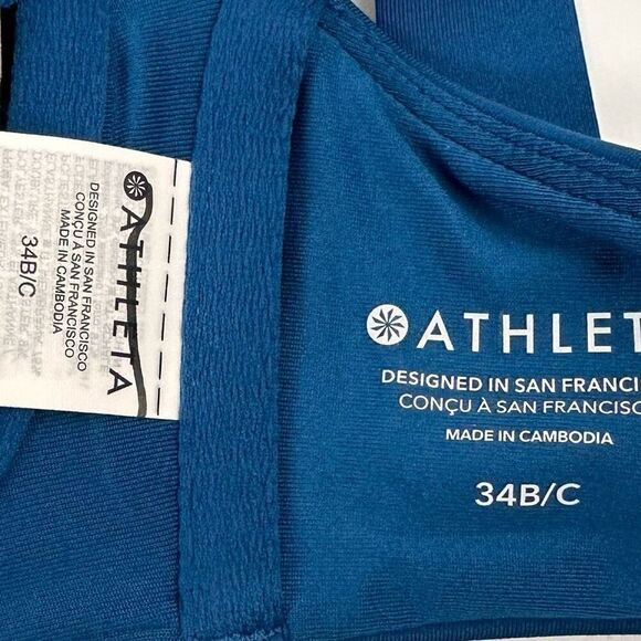 Athleta Square Neck V Bra Cup Bikini Top Dark Lapis Blue size 34 B/C NWOT - Picture 4 of 9